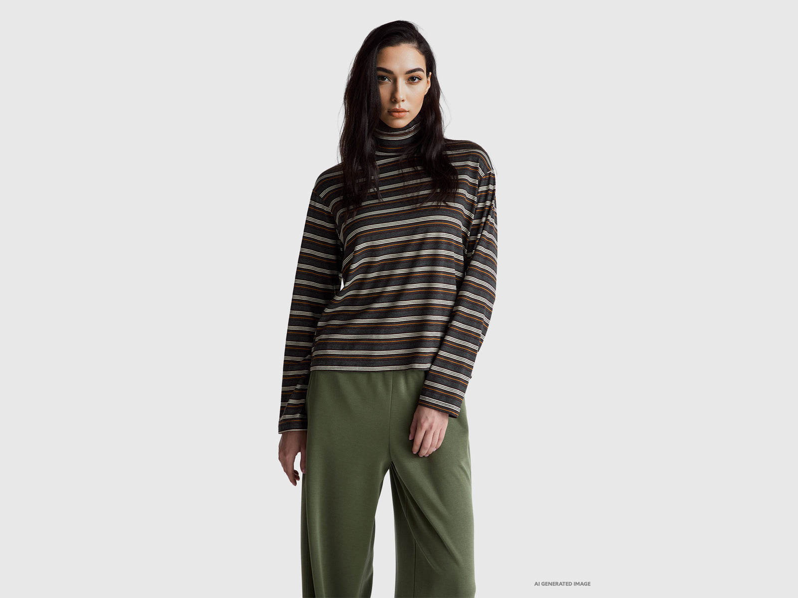 T-shirt às riscas com gola lurex - ucb_image_F