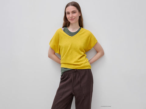 Camisola decote em V em mistura de linho - ucb_image_F
