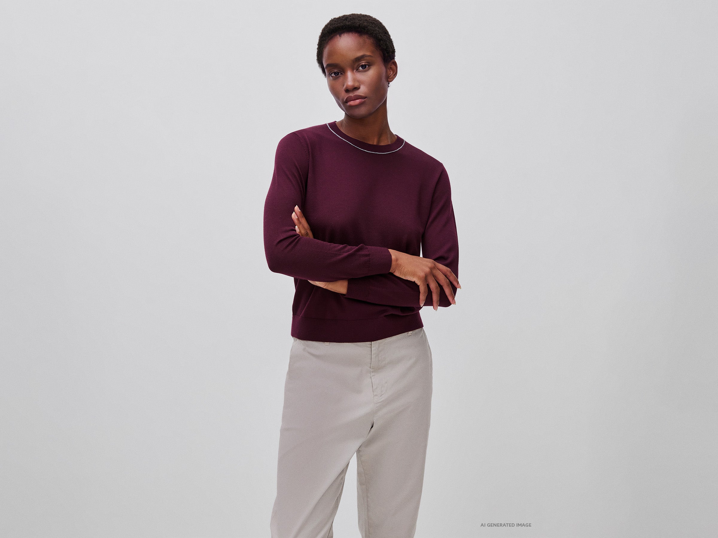 Camisola de gola redonda em pura lã Merino - ucb_image_F