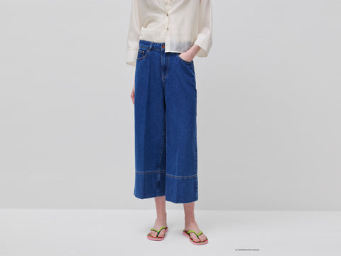 Calças em denim wide fit - ucb_image_F