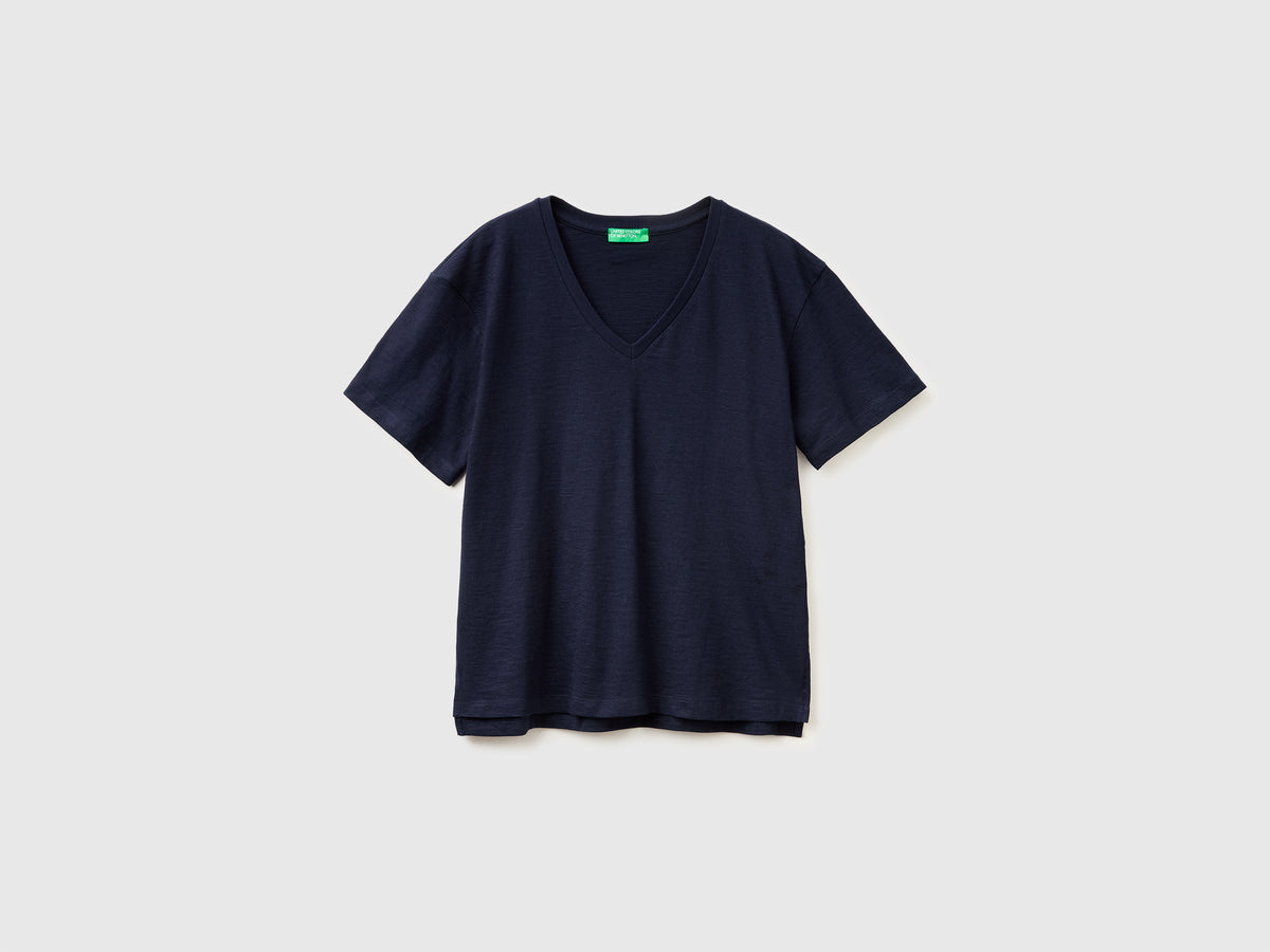 T-shirt decote em V em algodão leve - ucb_image_FS