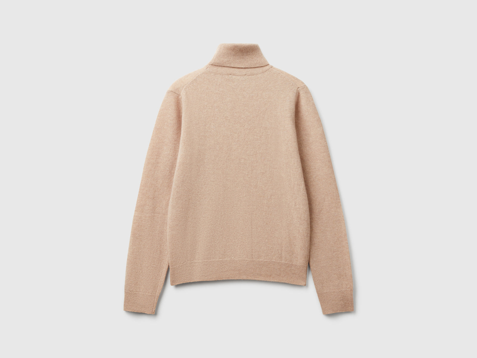 Camisola de gola alta bege em pura lã Merino - ucb_image_BS