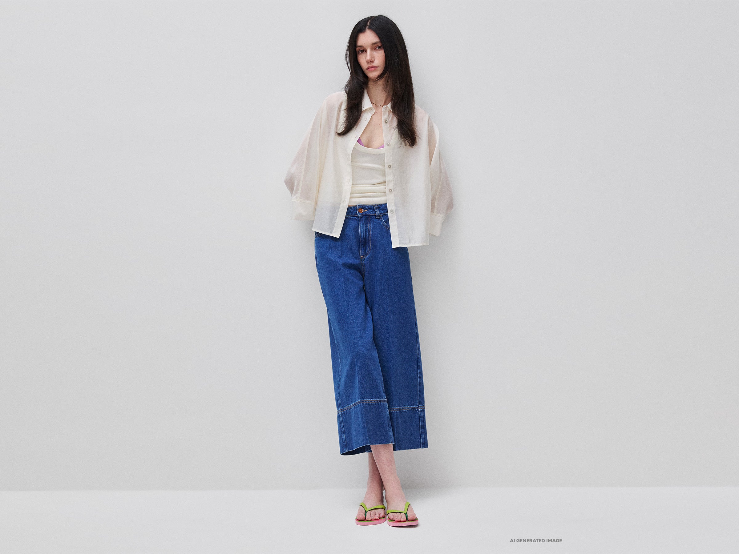 Calças em denim wide fit - ucb_image_FY