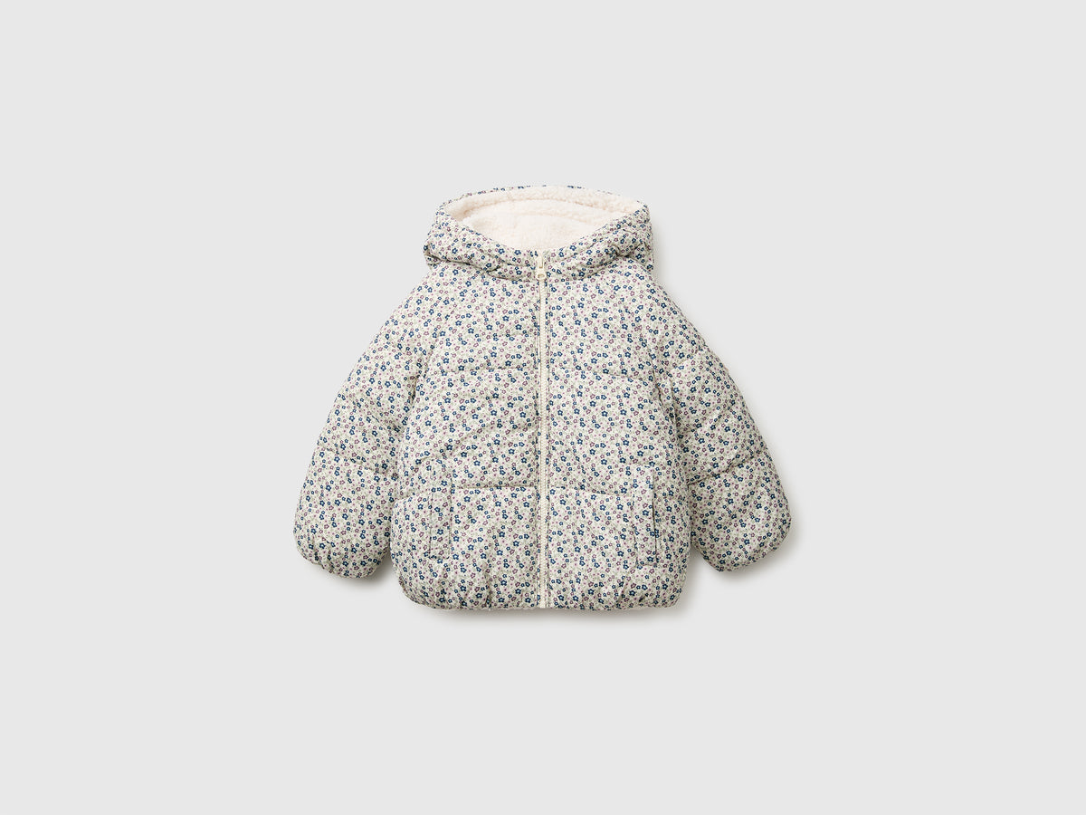 Casaco acolchoado estampado às flores com capuz - ucb_image_FS