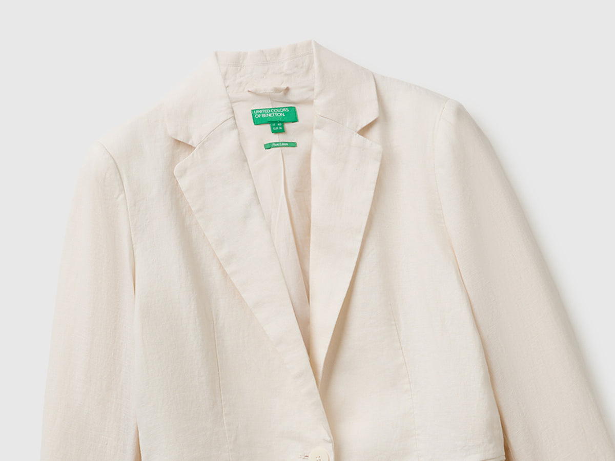 Blazer de abotoadura simples em linho puro - ucb_image_FY