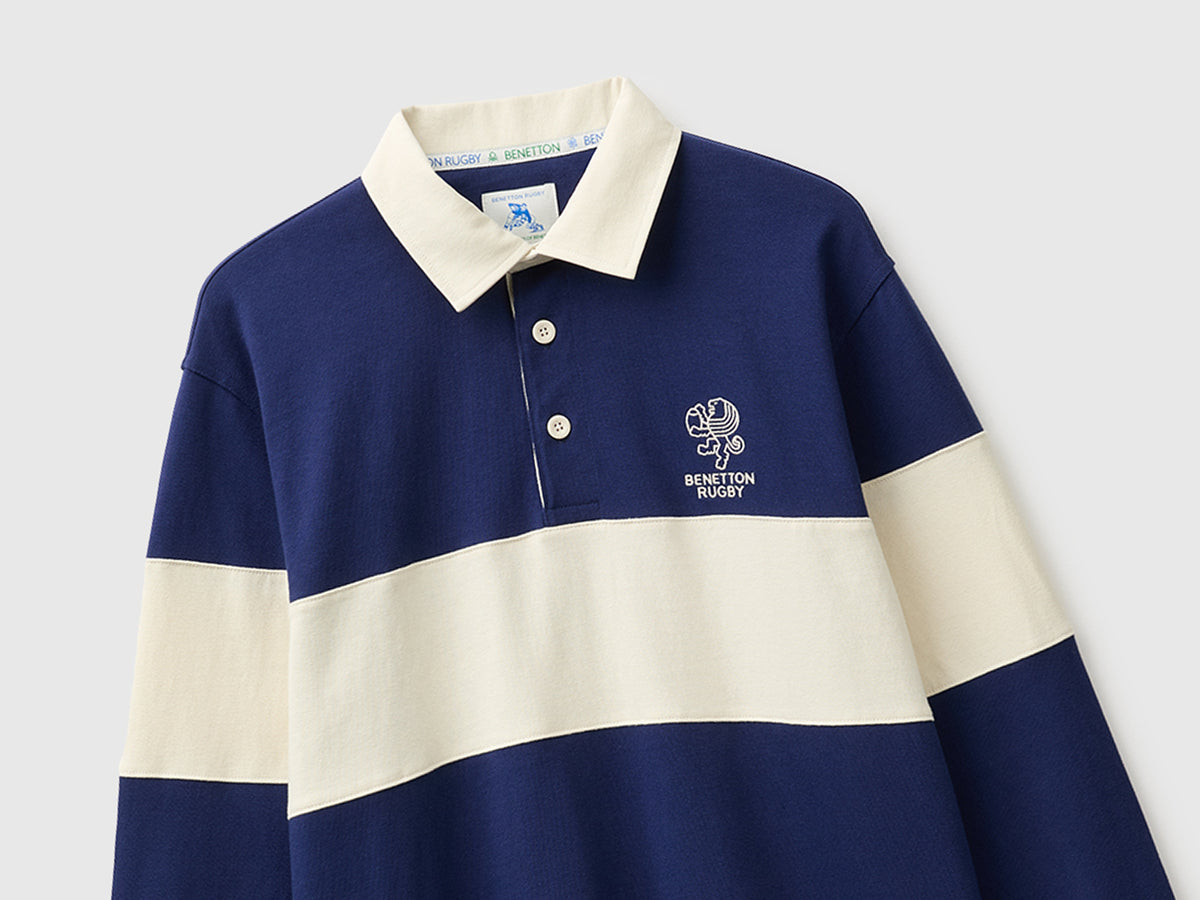 Polo azul-escuro Benetton Rugby 100% algodão - ucb_image_FY