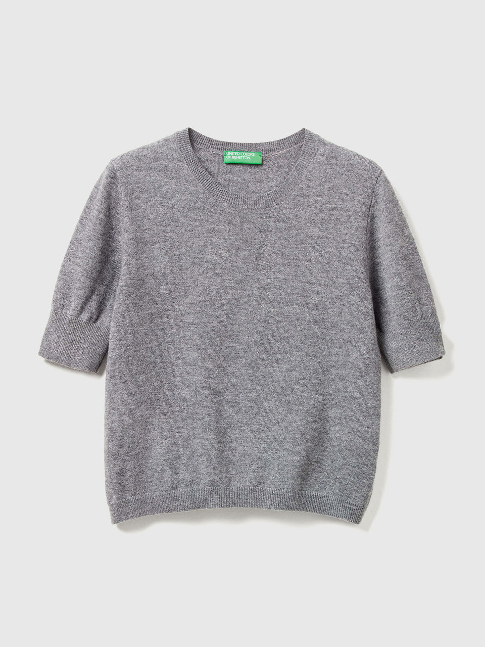 Camisola de manga curta cinza-escuro em pura lã Merino - ucb_image_FS