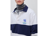 Polo branco e azul Benetton Rugby 100% algodão - ucb_image_F