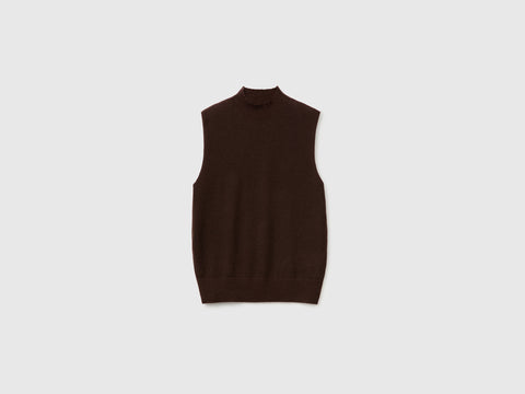 Camisola de gola alta sem mangas em mistura de lã ultraligeira - ucb_image_FS