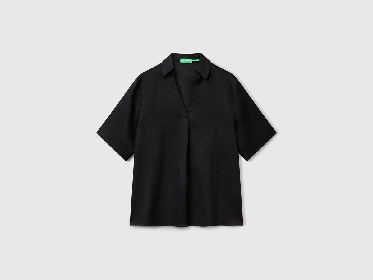 Blusa de manga curta em linho puro - ucb_image_FS
