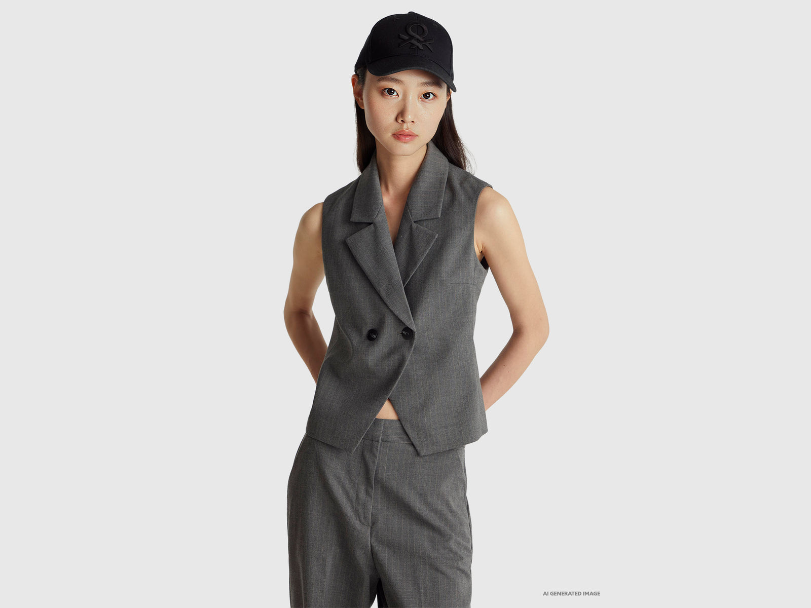 Double-breasted pinstripe vest