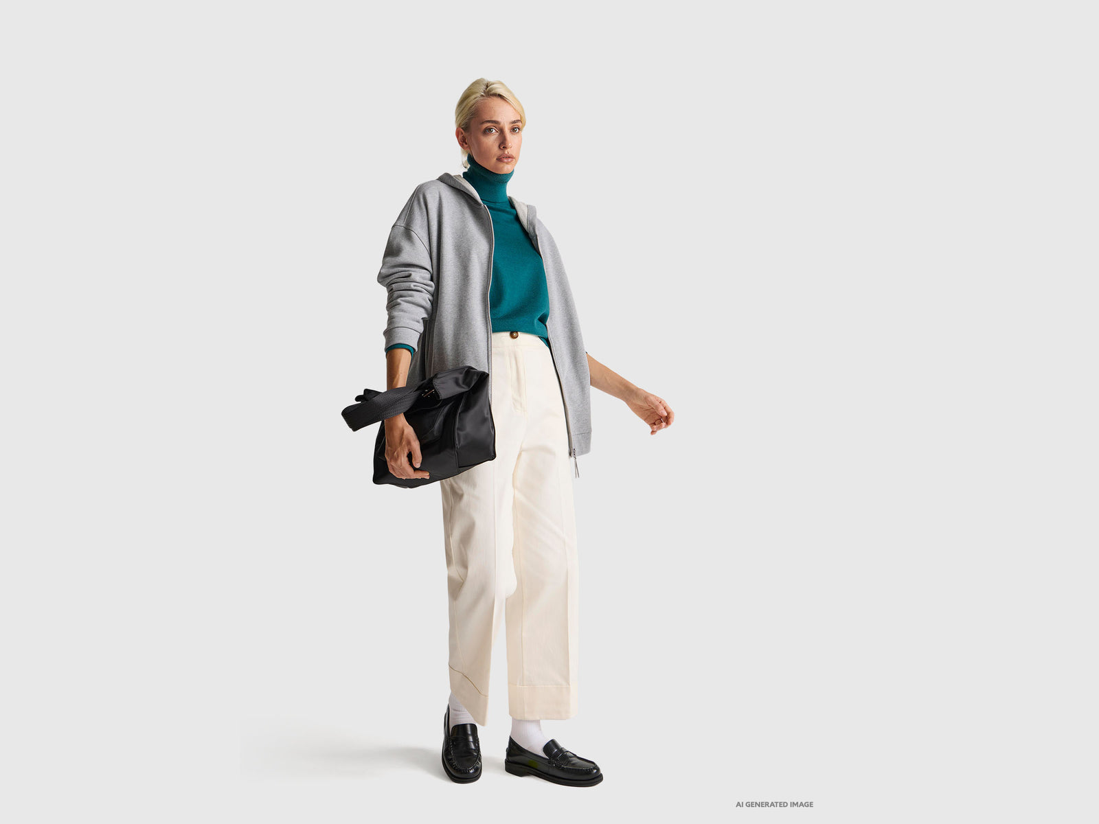 Straight trousers with turn-up