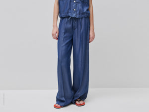 Wide chambray trousers