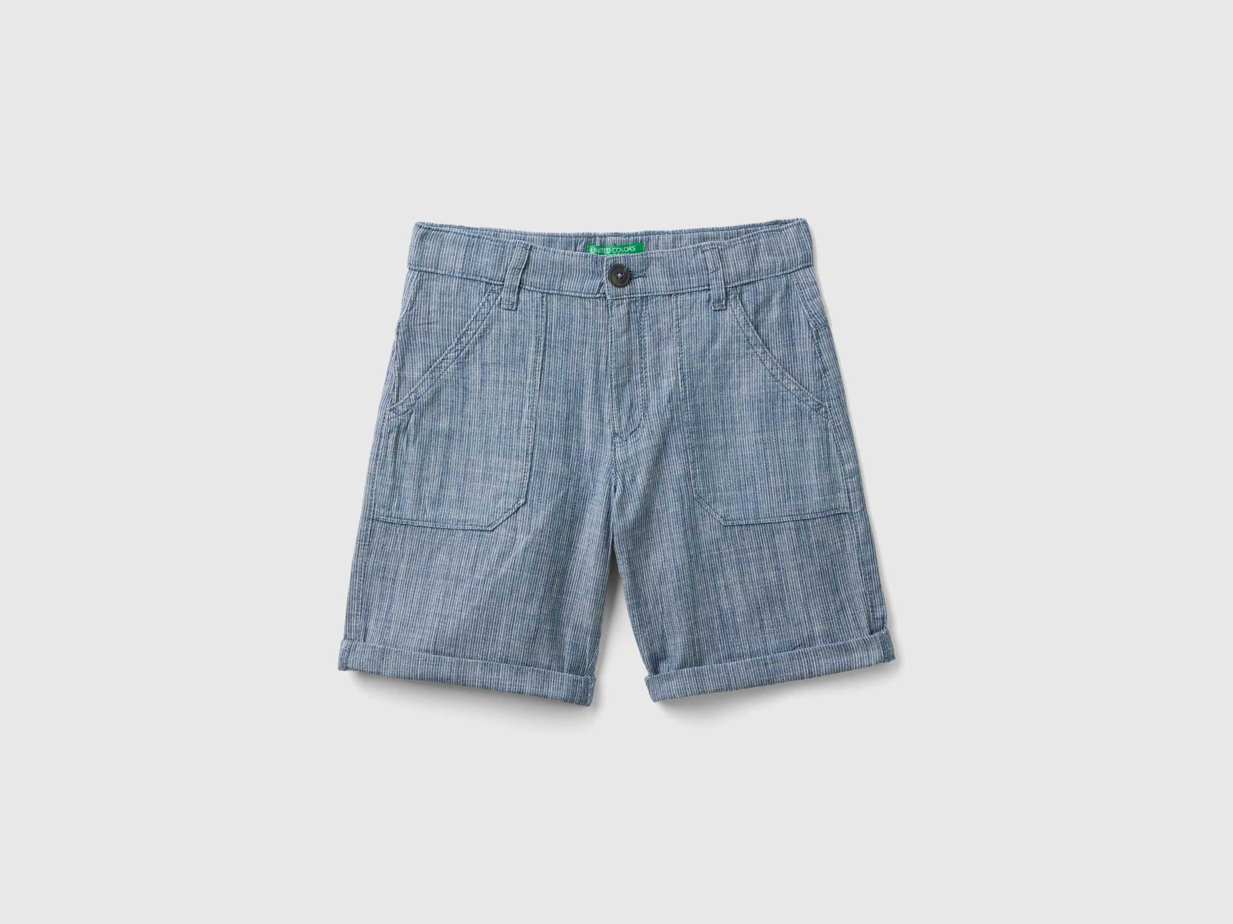 Shorts às riscas em chambray - ucb_image_FS