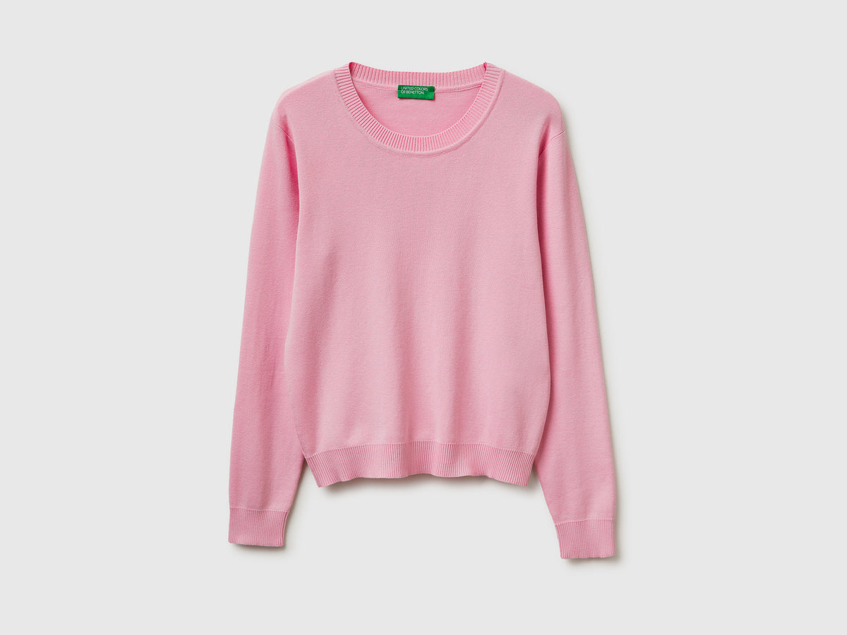 Pink sweater in tricot cotton - ucb_image_FS