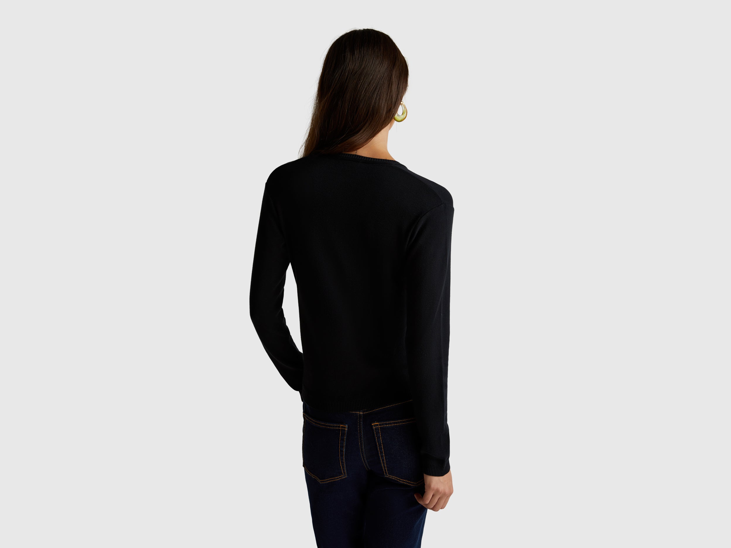 Camisola com decote em V em algodão puro - ucb_image_B