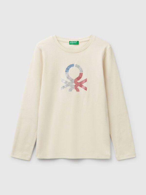 Camiseta de manga larga con estampado de glitter Niña