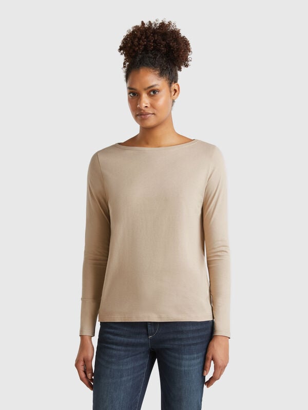 Camiseta cuello barco 100% algodón Mujer