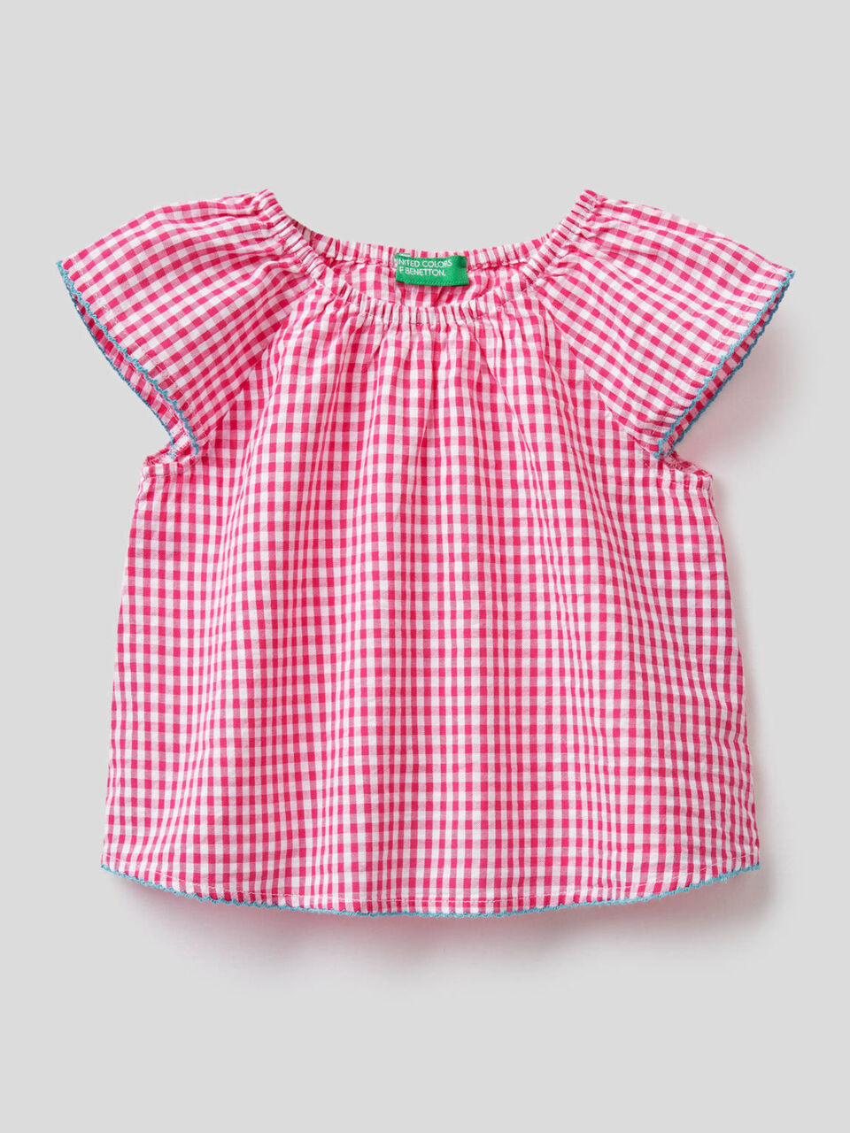 Blusa de 100% algodón con estampado de Vichy image number 1