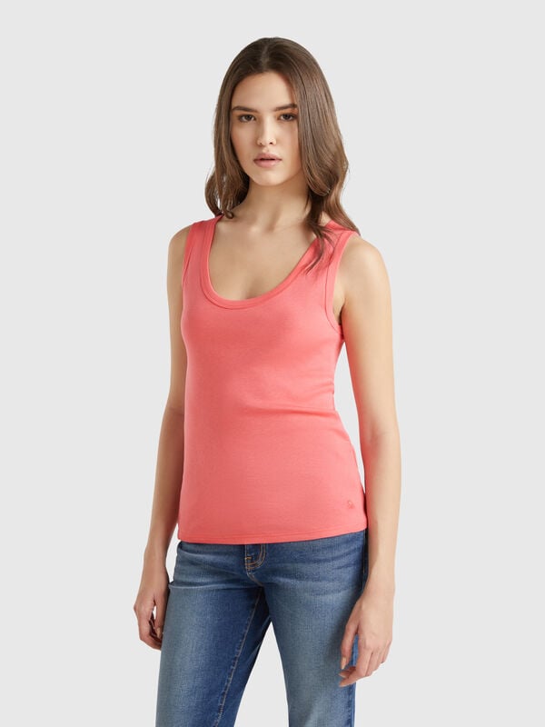 Camiseta de tirantes fucsia de puro algodón Mujer