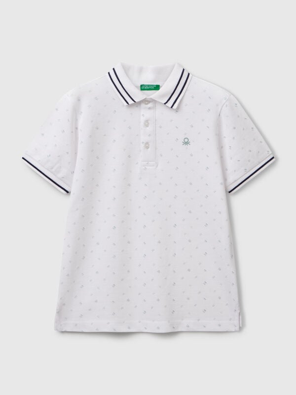 Polo con microestampado de puro algodón Niño