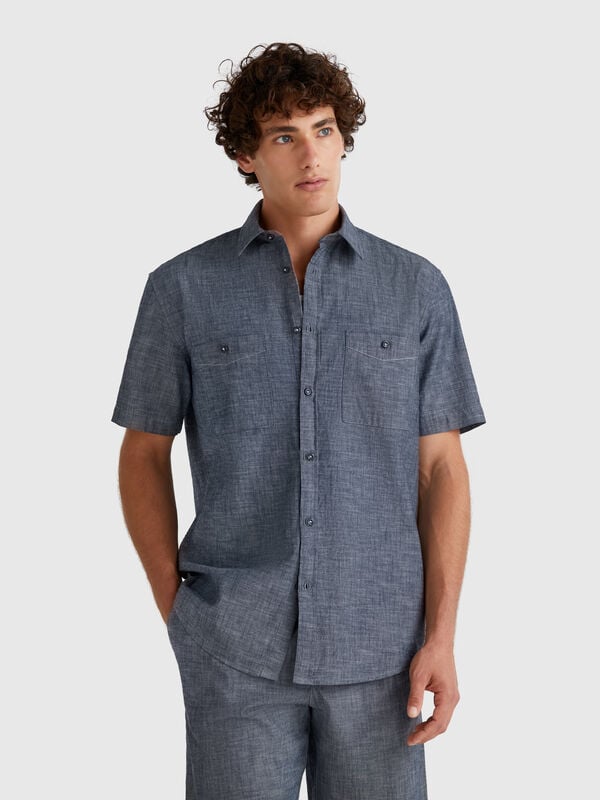 Camisa cambray manga corta Hombre