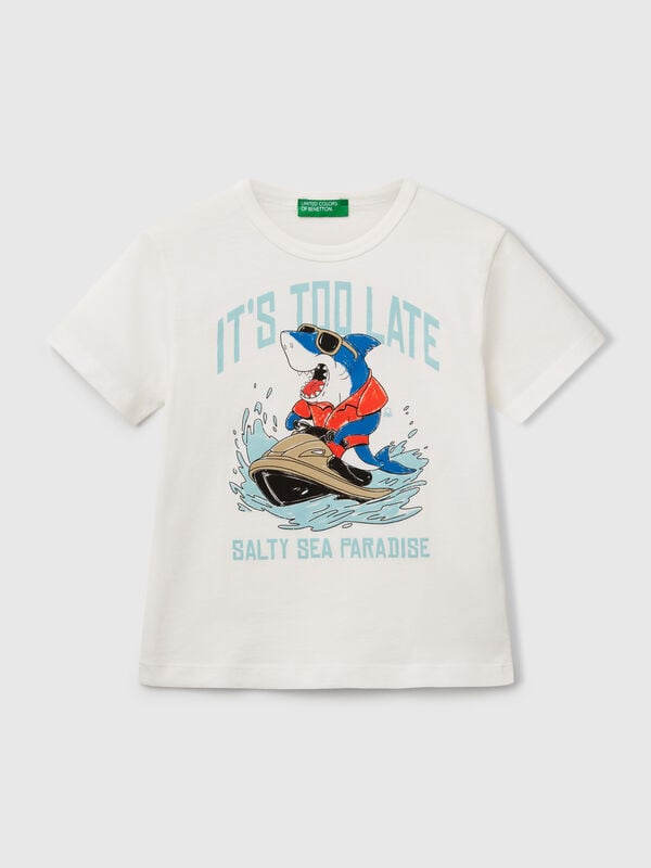 Camiseta de algodón orgánico con estampado Niño