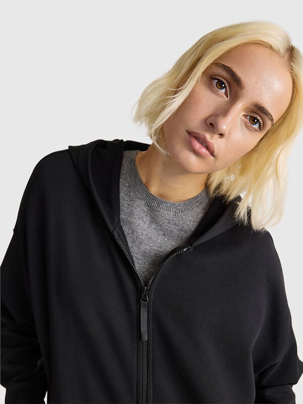 Sudadera con capucha y cremallera 100 % algodón Mujer