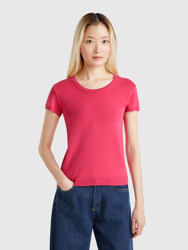 Jersey de manga corta de 100 % algodón Mujer
