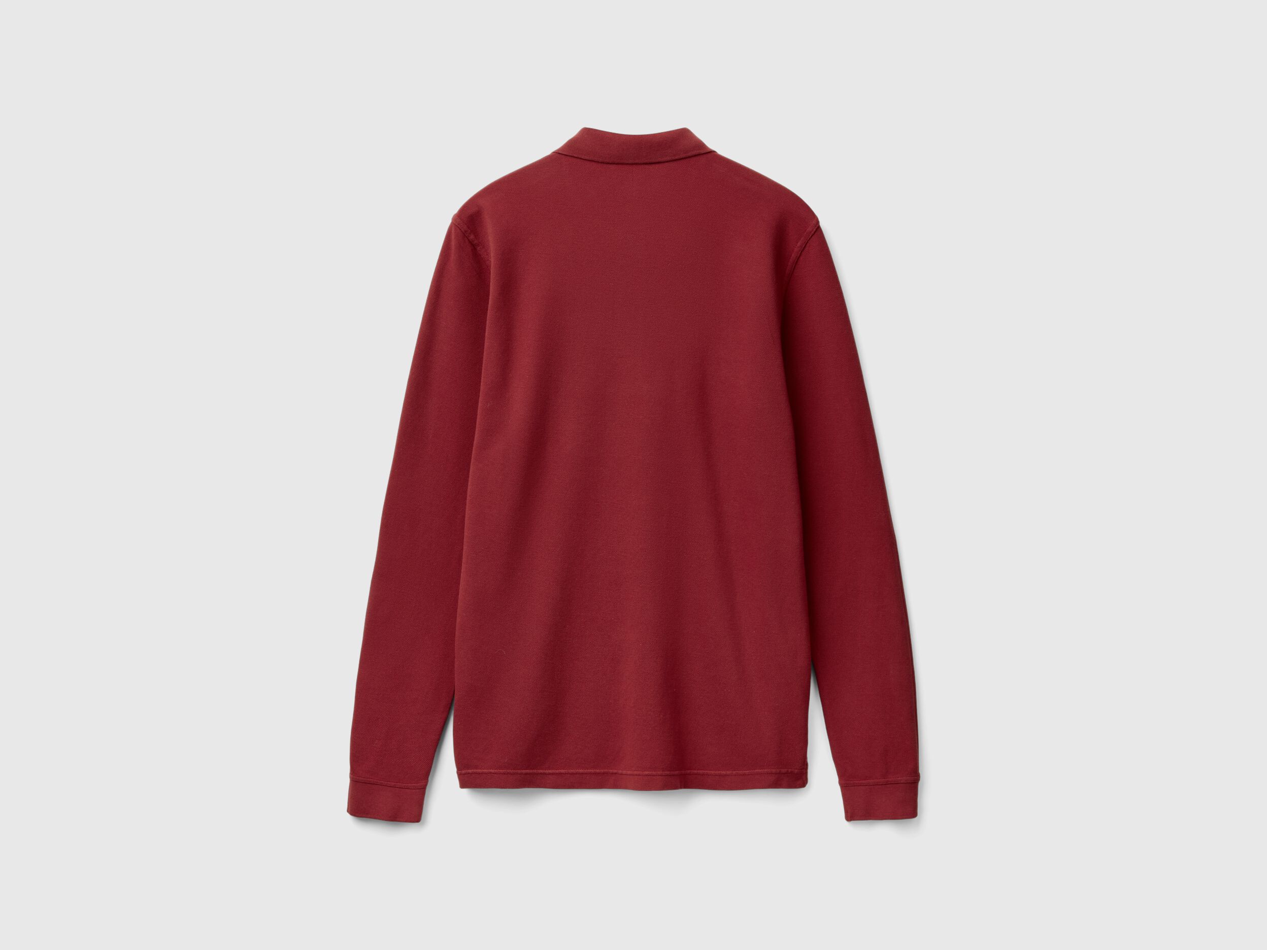 Polo de manga larga de 100 algodon Burdeos Benetton