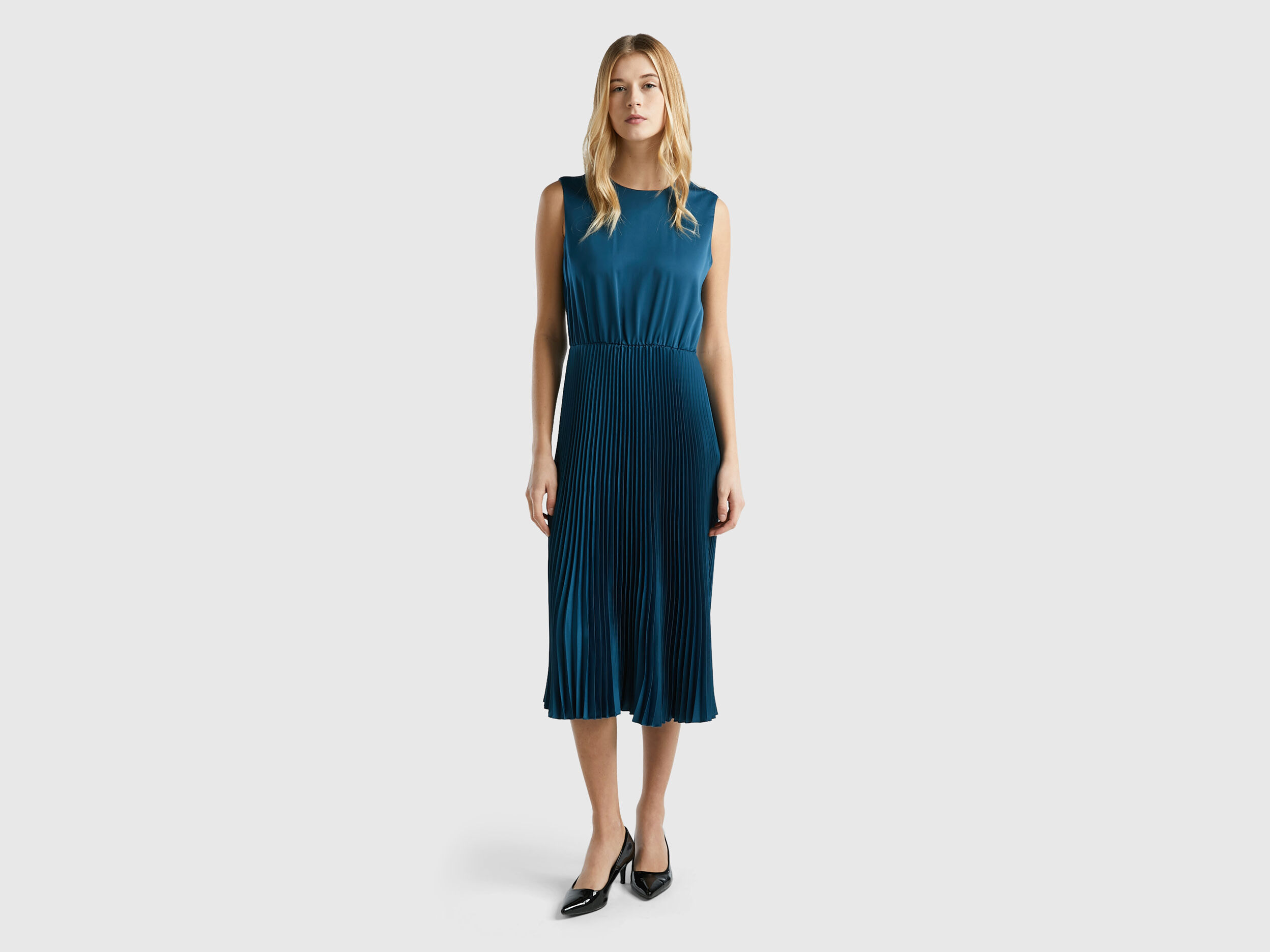 Vestido midi falda plisada store