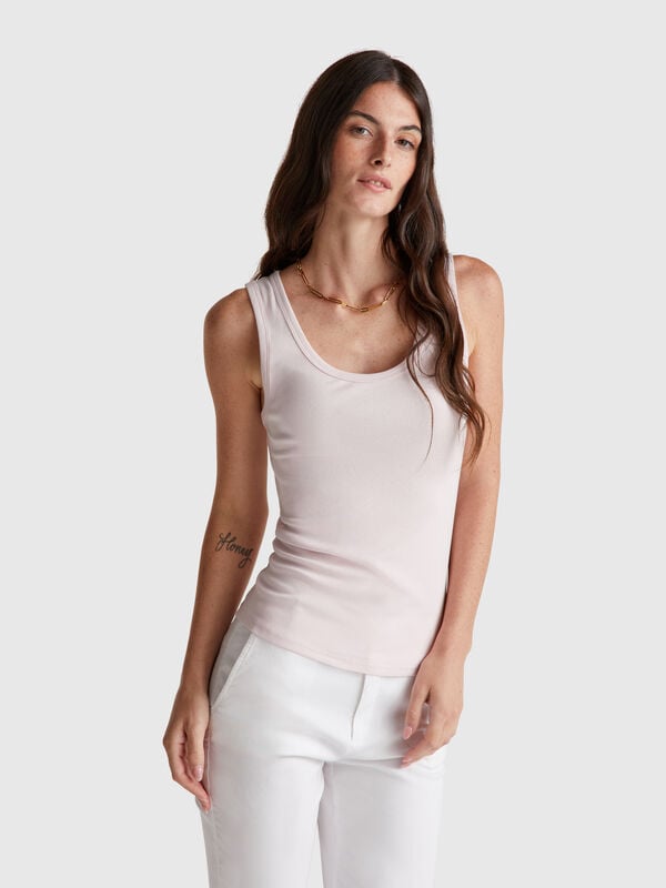 Camiseta sin mangas de algodón puro rosa Mujer