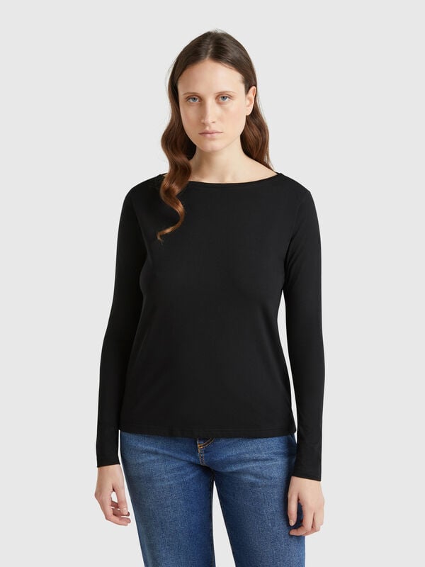 Camiseta cuello barco 100% algodón Mujer