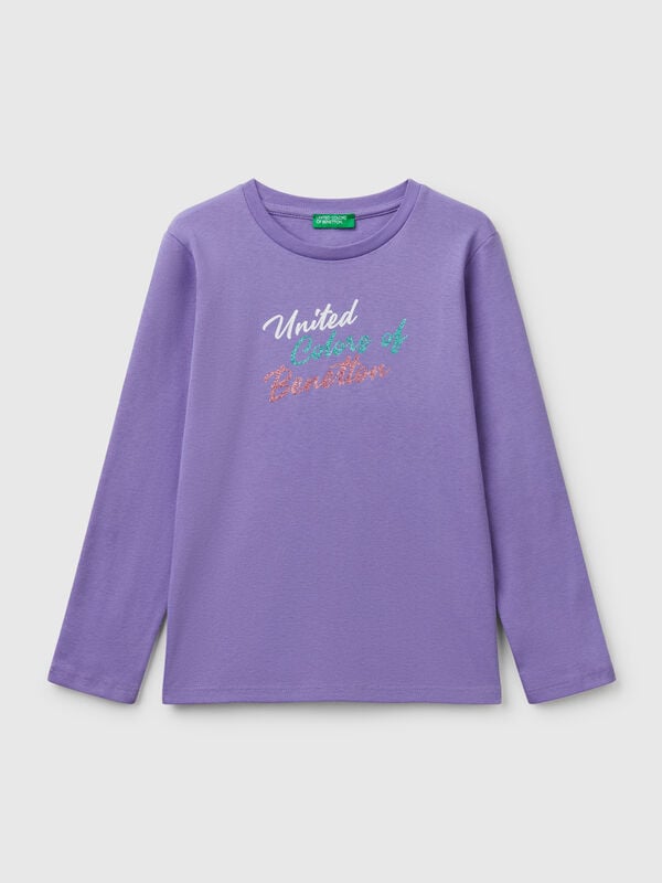 Camiseta de manga larga con estampado de glitter Niña