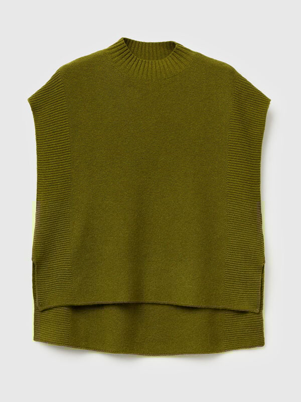 Chaleco de cuello alto de mezcla de lana Mujer