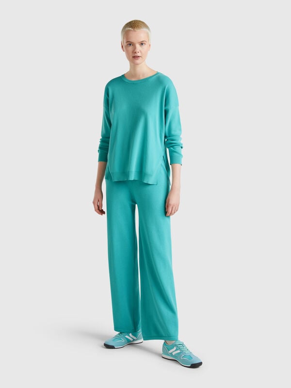Pantalón ancho de punto Mujer