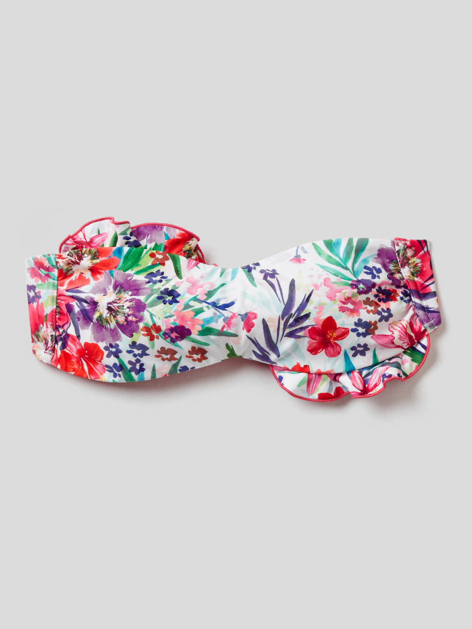 Sujetador de bikini bandeau con estampado de flores image number 1