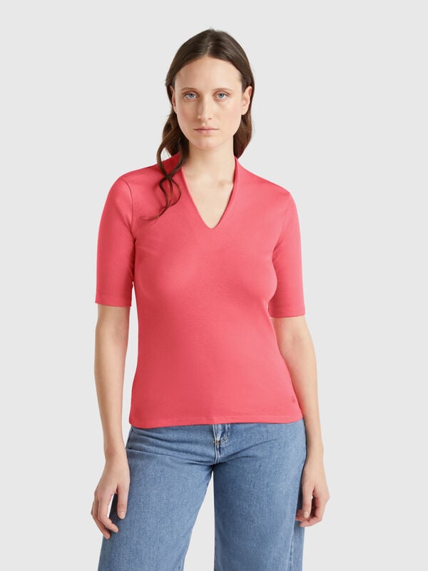 Camiseta slim fit de algodón de fibra larga Mujer