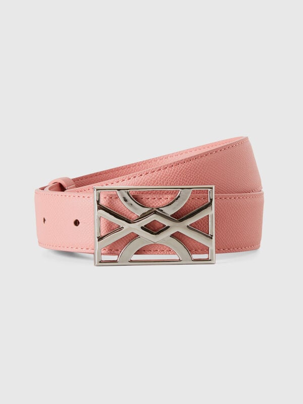 Cinturón rosa con hebilla con logotipo Mujer