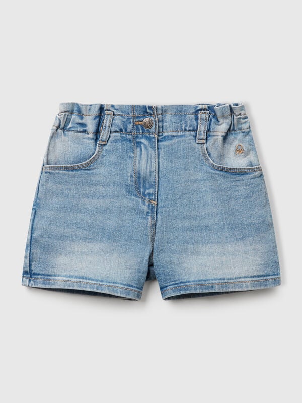 Shorts vaqueros tipo bolsa de papel Niña