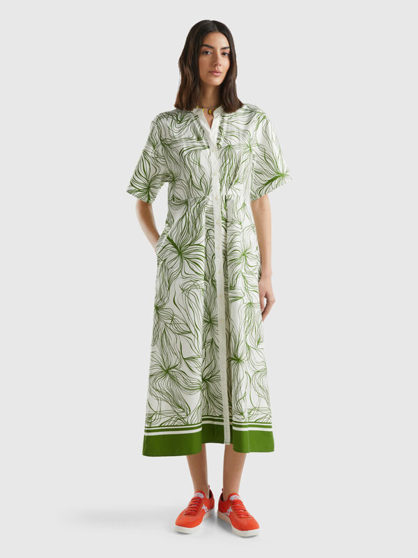 Vestido camisero largo en mezcla de viscosa sostenible Mujer