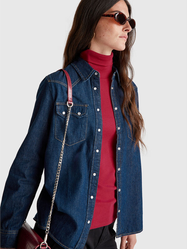 Camiseta de manga larga con cuello alto Camiseta de manga larga con cuello alto Mujer