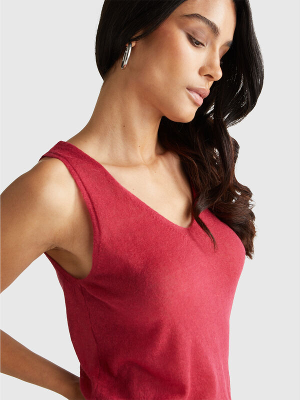 Camiseta sin mangas reversible de mezcla de alpaca Camiseta sin mangas reversible de mezcla de alpaca Mujer