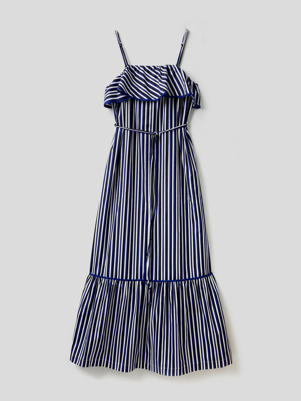 Maxivestido de rayas con volantes image number 1