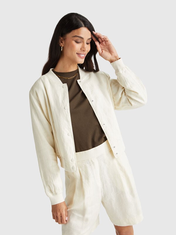 Chaqueta bomber 100% lino Mujer