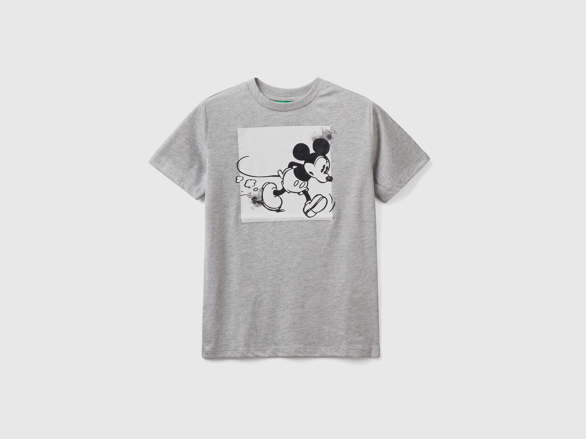 Camiseta con estampado de Mickey Mouse - Gris Claro Benetton