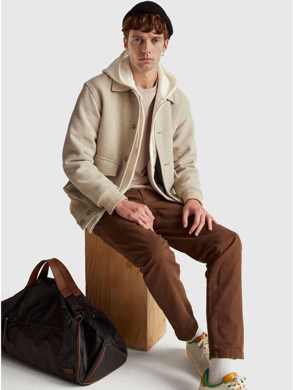 Chaqueta bomber de mezcla de lana Hombre