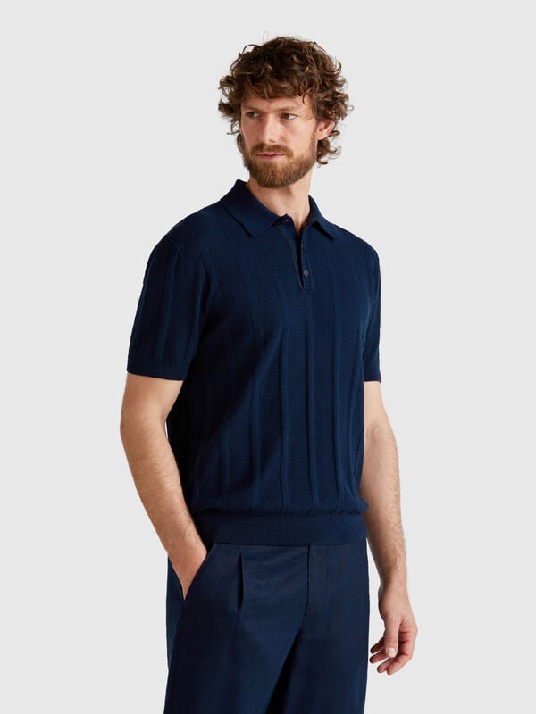 Polo de punto en mezcla de lino Hombre