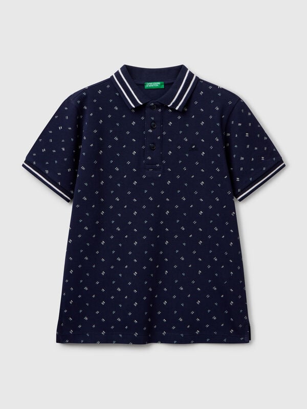 Polo con microestampado de puro algodón Niño