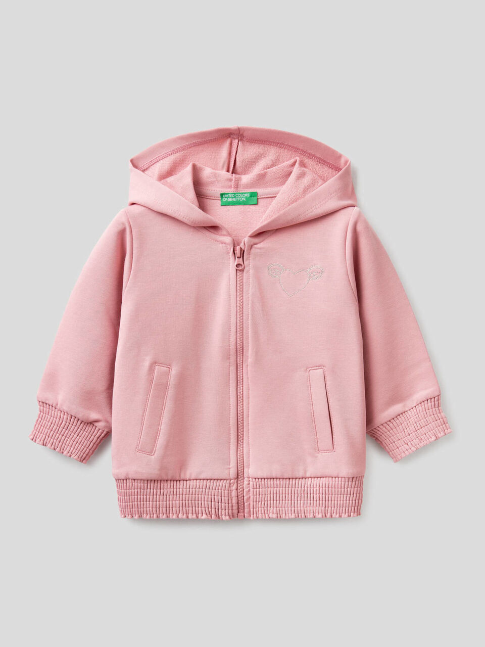 Sudadera de algodón orgánico elástico con capucha image number 1